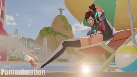 Dva Masturbating on the beach