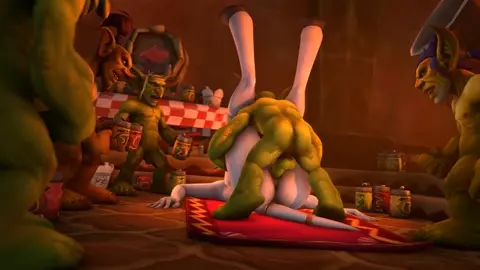 Draenei gets fucked by goblins at a party