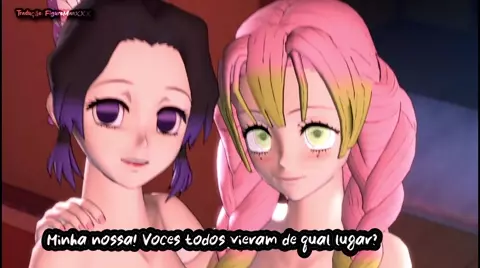 Mitsuri and Shinobu get Gangbanged at the Hot Springs Traduzido PT-BR