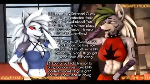 (MrSafetyLion) Loona and Roxanne Wolf impregnated in a club.