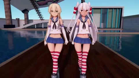 Shimakaze & Amatsukaze - Bunny Style (ver. 3) [MMD R18] GenesisMMD