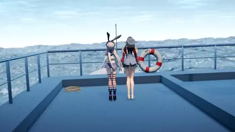 Shimakaze & Prinz - Dive To Blue  (Pee bonus) [MMD R18] LeyLineWalker