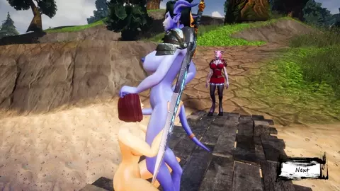 Female Draenei bangs Female Human by the lake