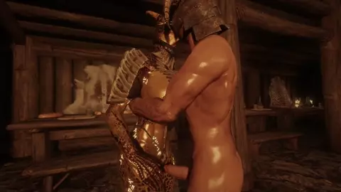 Argonian and Dovahkiin find themselves naked in an Inn [Kar_Tavi]