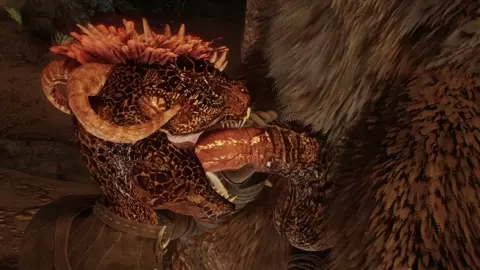 Argonian bouncing on troll's dick [Kar_Tavi]