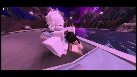 Having fun with a fan at a pool