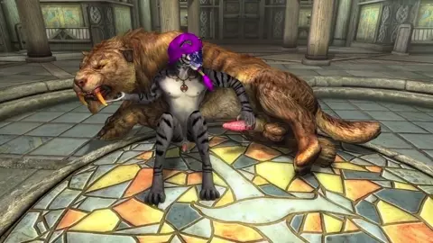 Sabre Cat handling in a temple