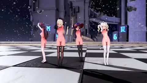 MMD Genshin Mona Amber Barbara Fischl