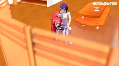 Raven pounding Nega Shantae