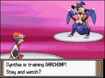 Cynthia training Garchomp