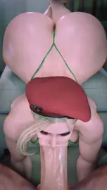 Cammy gives you a blowjob in her micro bikini