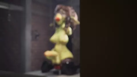 A futanari goblin in a tied-up,