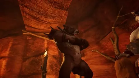 Two minotaurs and a centaur fuck a slave