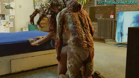 Valentine attacked by the Palehead Zombie in her apartment (No-Infection Variant)